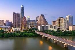 City skyline of downtown city in Texas