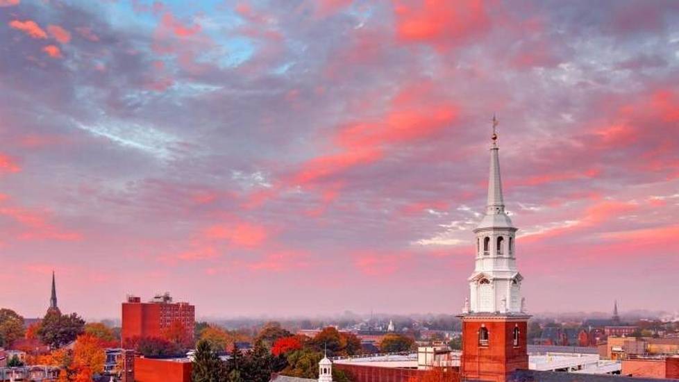 Liberty bell tower in Philadelphia at dusk