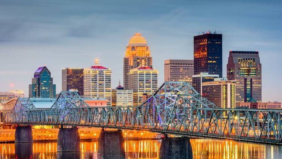 Louisville city skyline in Kentucky
