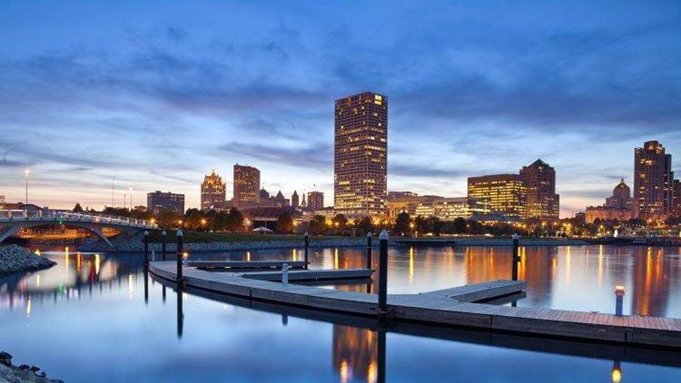 Milwaukee at sunset from the water