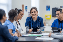 group of registered nurses meeting